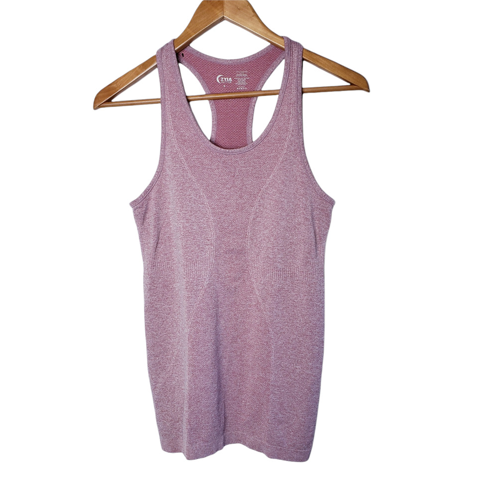 ZYIA Small‎ Tank Top Seamless Racerback Workout Poppy Pink Copper Charged
